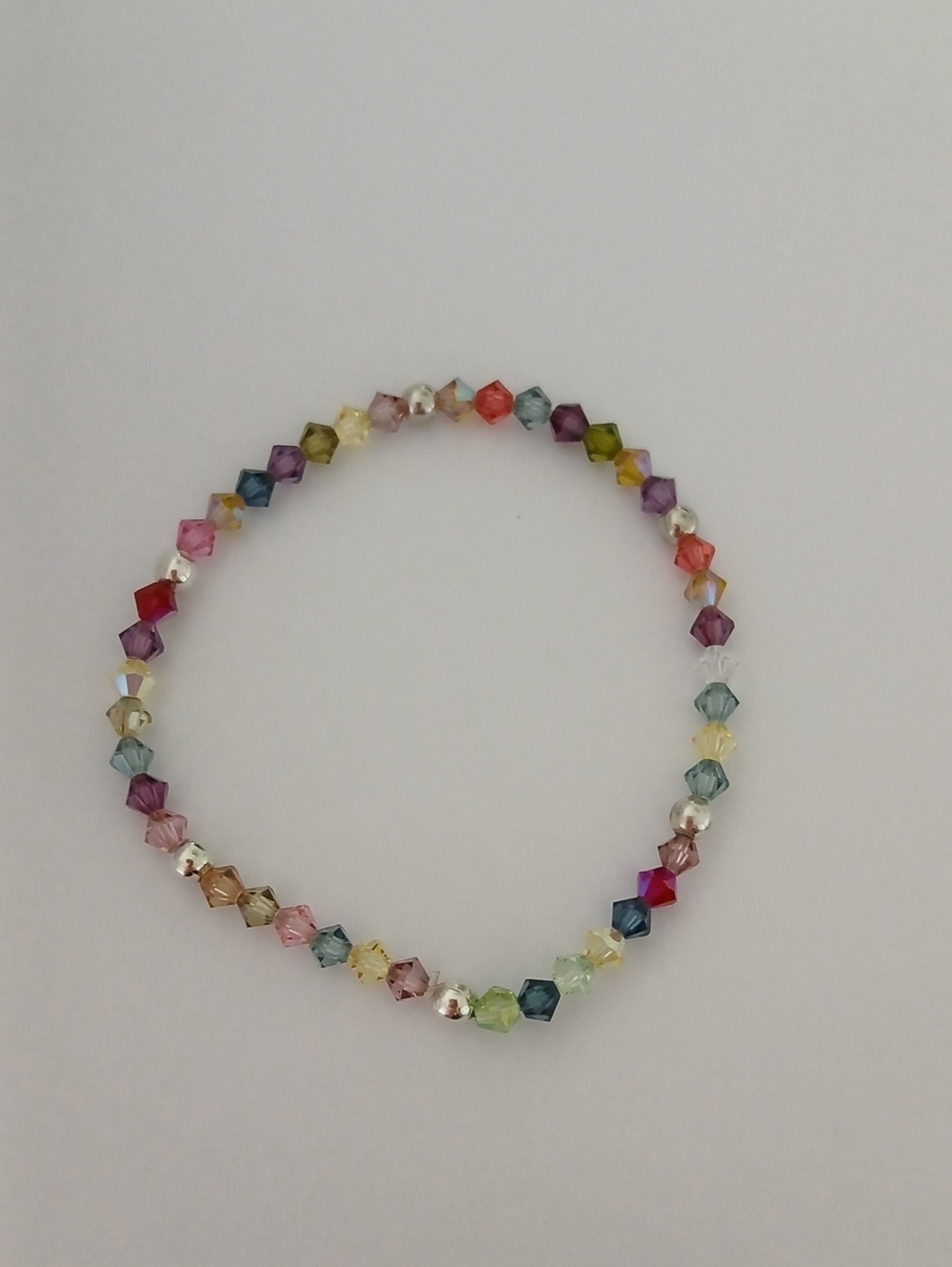 Multicolor Crystal Glass With Sterling Silver Accents Beaded Bracelet